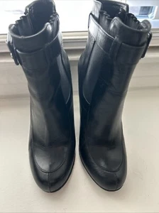 Robert Clergerie Black Leather Buckle Ankle Booties Heels France US 8.5 - Picture 1 of 6