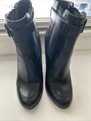 Robert Clergerie Botines Tacones Cuero Negro Hebilla Francia EE. UU. 8.5 Foto 1 de 4