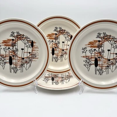 Royal China Jeannette SUNSET 10 1/8" Dinner Plates SET/4 Stoneware Vintage USA - Image 1 of 4