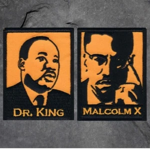 MLK - Malcom X Patch Set - Civil Rights, Activism 3" (2 Pack Iron On) - Picture 1 of 1