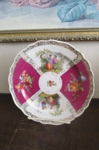 Antique Meissen Germany Courting Couple Red Gold 7" Porcelain Plate - Picture 1 of 9