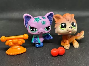 Lps Littlest Petshop Glitter Bat #2142 & Brown Wolf #2141 - Picture 1 of 6