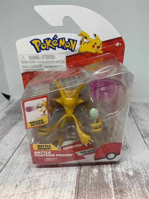 Pokemon Alakazam Battle Feature Figure - 4.5 inch Alakazam Battle Ready  Figure with Psychic Blast Accessory 