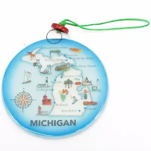 Vidrio artístico fundido puro Michigan recuerdo mapa adorno atrapasol Ecuador - Imagen 1 de 2