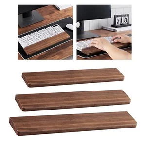 Walnut Wooden Keyboard Wrist Rest for Computer Laptop 8cm Width Non Slip - Picture 1 of 10