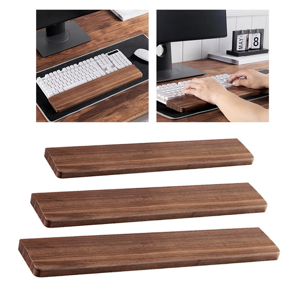 Walnut Wooden Keyboard Wrist Rest for Computer Laptop 8cm Width Non Slip - Image 1 of 1