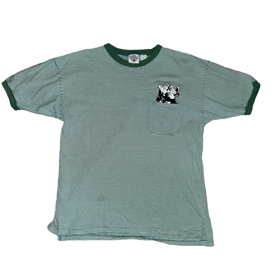 Camiseta vintage años 90 Looney Tunes Pep Le Pew mofeta arte dibujos animados verde blanca L Foto 1 de 4