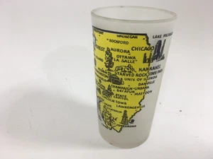 Vintage Illinois Frosted State Souvenir Glass Retro MCM - Picture 1 of 5