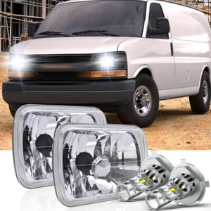 For Chevy Express Cargo Van 1500 2500 3500 Pair 7x6 5x7 Headlights Hi&Lo DRL A+ - Picture 1 of 18