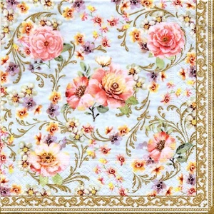 Serviettes en papier roses anglaises fleurs. Paper napkins english roses flowers - Picture 1 of 2