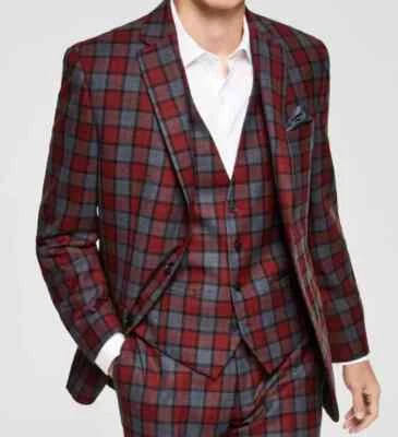 CHAQUETA HOMBRE BAR III SLIM FIT LANA COLOR ROJO/GRIS CUADROS TALLA 34S NUEVA Foto 1 de 4