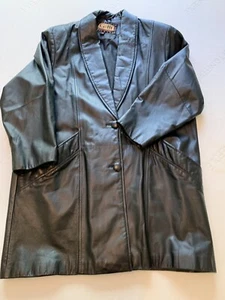 GIII vintage womens leather coat black 3/4 Length - Picture 1 of 5