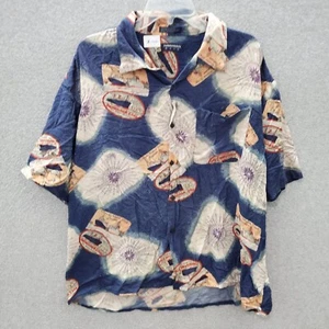 Hawaiian Pace Men Button Up Shirt XL Blue Hawaiian Short Sleeve Collar - Picture 1 of 7