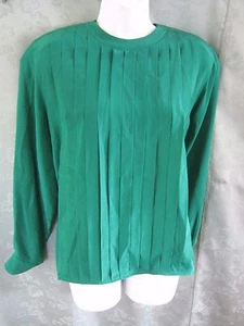 Vintage 90's Jones New York Blouse Size 8 Pleated Front 100% Silk Back Button - Picture 1 of 5