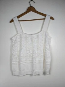 Express Sweater Tank Top Size XL Crop Cottagecore Eyelet Crochet Boho Indie - Picture 1 of 5
