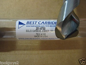 7/8" (.8750) JOBBER (STD) CARBIDE 25 deg HELIX 118 deg SPLIT PT DRILL "NEW" - Picture 1 of 2