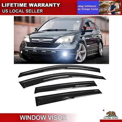 Window Visors JDM Mugen Style Rain Guards Deflector Fit 2007-2011 Honda CR-V CRV - Image 1 of 4