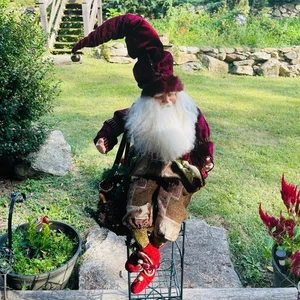 Large 35” Bendable Santa Collectible Shelf Sitter Decorative Doll with Bag - Picture 1 of 7