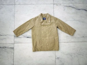 Y2K Vintage Kids Old Navy Trench Coat Double Breasted Beige Canvas Youth Size 5T - Picture 1 of 11