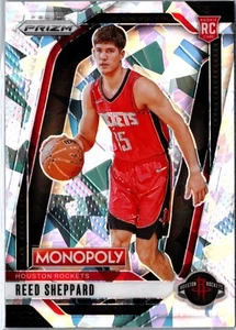 Reed Sheppard RC #72 2025 NBA Monopoly Prizm Houston Rockets bianco ghiaccio incrinato - Foto 1 di 2
