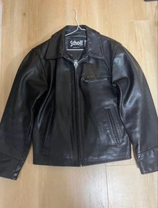 Schott 659 Leather Rider Jacket Men Black Single Large Used - Picture 1 of 6
