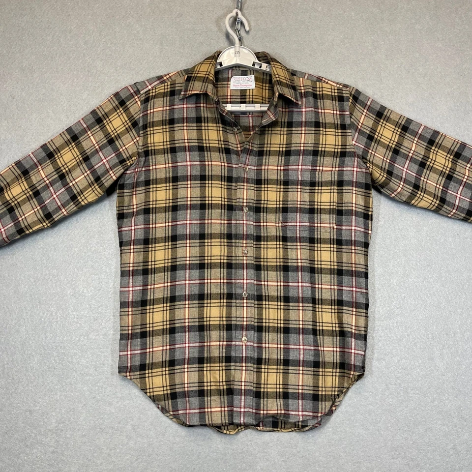 VTG Viyella Flannel Shirt Mens Small Brown Wool Scotland Norm Thompson USA Made - Image 1 of 4