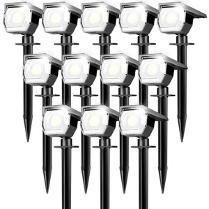 12 Pack Solar Lights Outdoor, Solar Spotlights Outdoor Waterproof 3 Modes, 2-... - Picture 1 of 6