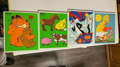 Lote de 4 rompecabezas de madera vintage Playskool / Fisher Price Foto 1 de 4