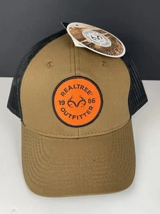 Realtree™ Outfitters 1986 Cap Brown Black Hunters Orange Hunting Mesh-Back Hat - Picture 1 of 7