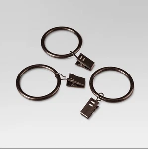 Schwellenvorhang Clip Ringe Set 7er Pack Bronze mit Ölschliff 1,5" Schwarz Metall Neu - Bild 1 von 3