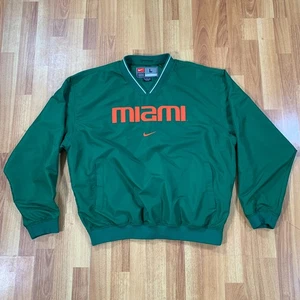 Giacca a vento vintage Nike Team uomo grande verde University of Miami Hurricanes - Foto 1 di 11