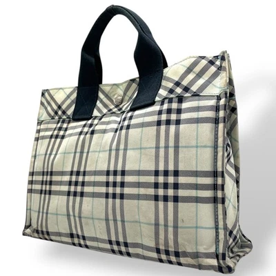 Auténtico Mini Bolso de Mano BURBERRY BLUE LABEL Nova Check Azul Claro Azul Marino Nylon Foto 1 de 4