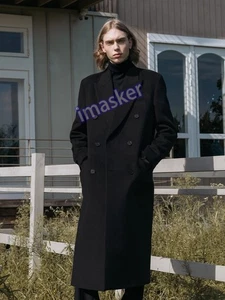 Abrigo de lana para hombre invierno grueso hasta la rodilla doble pecho gabardina de invierno británica - Imagen 1 de 15