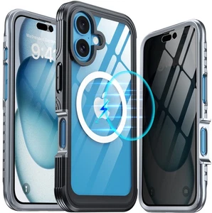 ANTSHARE iPhone 16 Case with 9H Tempered Glass & Privacy Protector - Black - Picture 1 of 12