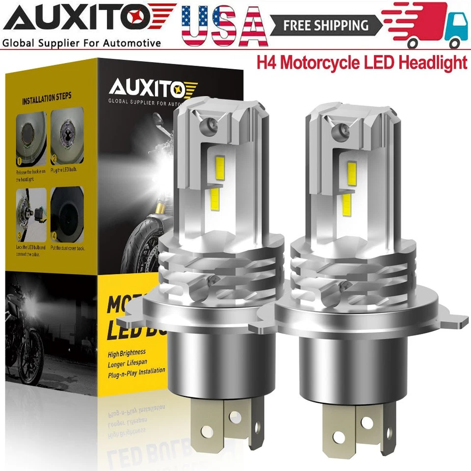 AUXITO Moto 2X H4 9003 HB2 LED Faro Alto Bajo 6000K Bombilla 12000LM Foto 1 de 4