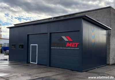 Isolierte Blechgarage 10x6x4m Blechhalle Großhalle Fertighalle Sandwichplatten - Bild 1 von 4