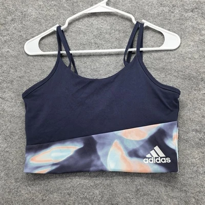 Sujetador deportivo Adidas para mujer azul medio multicolor AEROREADY ropa deportiva elástica Foto 1 de 4