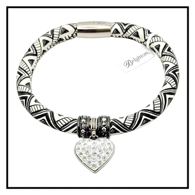 Pulsera BRIGHTON NEGRO BLANCO WOODSTOCK CUPIDO KISS HEART Dije Cuentas Espaciadoras Nueva con Etiquetas Foto 1 de 4