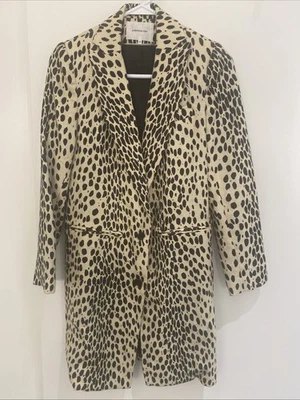 EUC Emerson Fry Wingtip Leopard Linen Jacket Long Coat Size 00 - Image 1 of 4