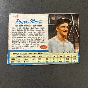 1962 Post Roger Maris 6 Gvg (wavy surface) 61 Homers on card from 1961 Yankees - Bild 1 von 2