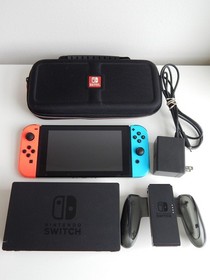 Nintendo Switch 32GB System Console Neon Red & Blue Joy‑Cons, Dock & Case