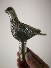Antique Victorian Walking Stick with Bronze pigeon Head Holding Bird pigeon