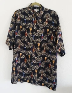 Camicia uomo Pierre Cardin blu floreale rayon hawaiano con bottoni manica corta grande - Foto 1 di 5