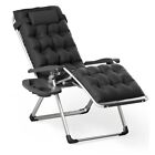  Reinforced Zero Gravity Chair, Folding Pool Beach Lounger, Portable Black