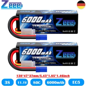 2X Zeee 3S LiPo Akku Batterie EC5 6000mAh 11.1V 80C für RC Flugzeug Auto Buggy - Bild 1 von 9