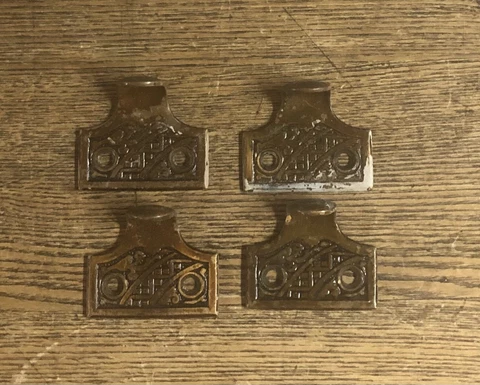 4 Large Antique Ornate Bronze Window SashLifts, c1870’s Cover