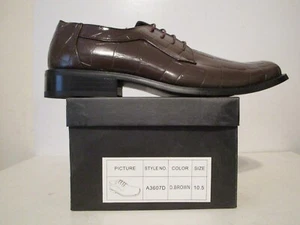 Milano Moda Mens Faux Leather Dress Casual Oxford A3607D Shoes Dark Brown Sz 8.5 - Picture 1 of 6