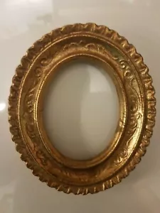 Frame Oval Wooden Colour Gold Leaf Size Int. 7X9 Carved - Picture 1 of 1