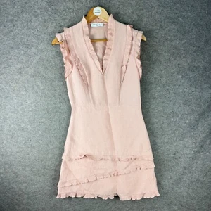 Sandro Paris Dress Womens Size UK 8 Pink Sleeveless Ruffle V-Neck Mini Size 1 - Picture 1 of 16