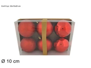 Serie Set 6 Pezzi Palle Palline Albero Di Natale Rosso 10cm Addobbi dfh - Foto 1 di 1